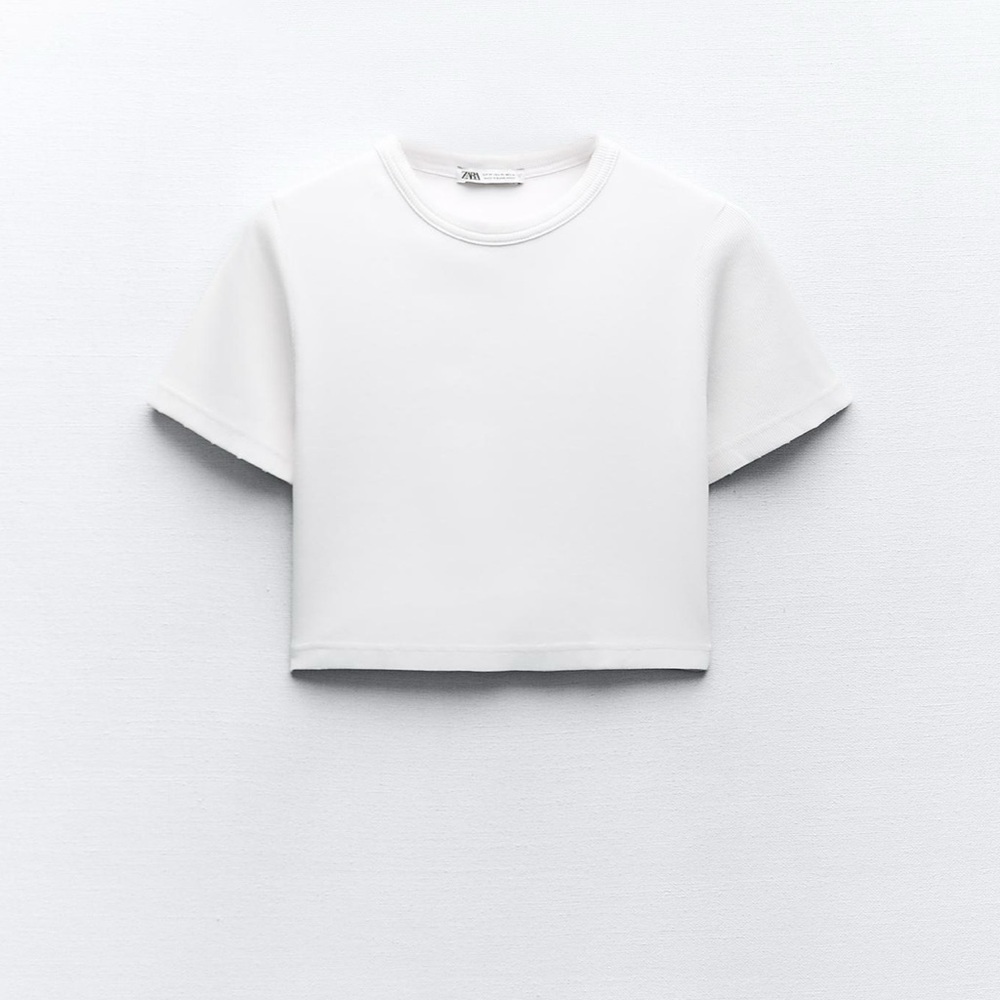 Zara White Crop Top Tee NWT